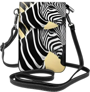 Black And White Zebra Zippered Crossbody Bag, Women'S Shoulder Bag With Card Slot, Removable Shoulder Strap, 7.6 X 4.9 In.