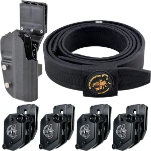 Black Scorpion Gear Competition Rig | 1 Heavy Duty Belt, 1 OWB Kydex Pro Holster | 4 Single/Double Stack Ambidextrous Magazine Pouches IPSC, USPSA, 3-Gun Approved
