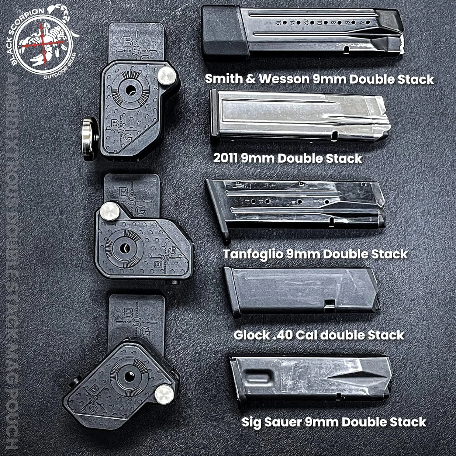 Black Scorpion Gear Competition Rig 4X Ambidextrous Double Stack Mag Pouches 1x Pro Heavy Duty Competition Belt