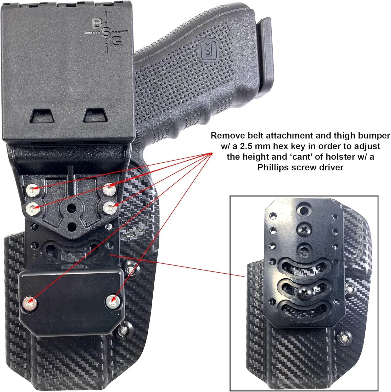 Black Scorpion Gear Competition Rig fits 1911 5'' w/o Rail | 1 Pro HD Belt, 1x Pro Comp Holster (CF), 4X Single Stack Mag Pouches IPSC USPSA Approved