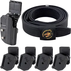 Black Scorpion Gear Competition Rig fits 1911 5'' w/o Rail | 1 Pro HD Belt, 1x Pro Comp Holster (CF), 4X Single Stack Mag Pouches IPSC USPSA Approved