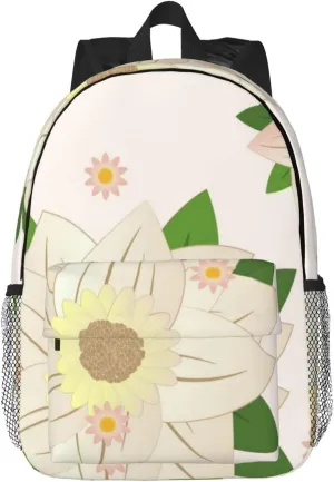 Blooming Hexagonal White 15in Laptop Bag, Men Women Adjustable Shoulder Strap Outdoor Travel Gym Bag