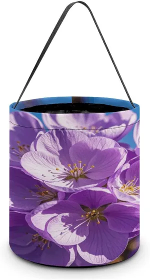 Blooming Purple Blossoms Halloween Tote Candy Bag Candy Basket Candy Bucket Gift Bag for Halloween Party