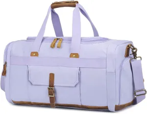 BLUBOON Weekender Overnight Duffel Bag with Shoes Compartment for Women Men Canvas Weekend Travel Tote Carry On Bag (Purple)
