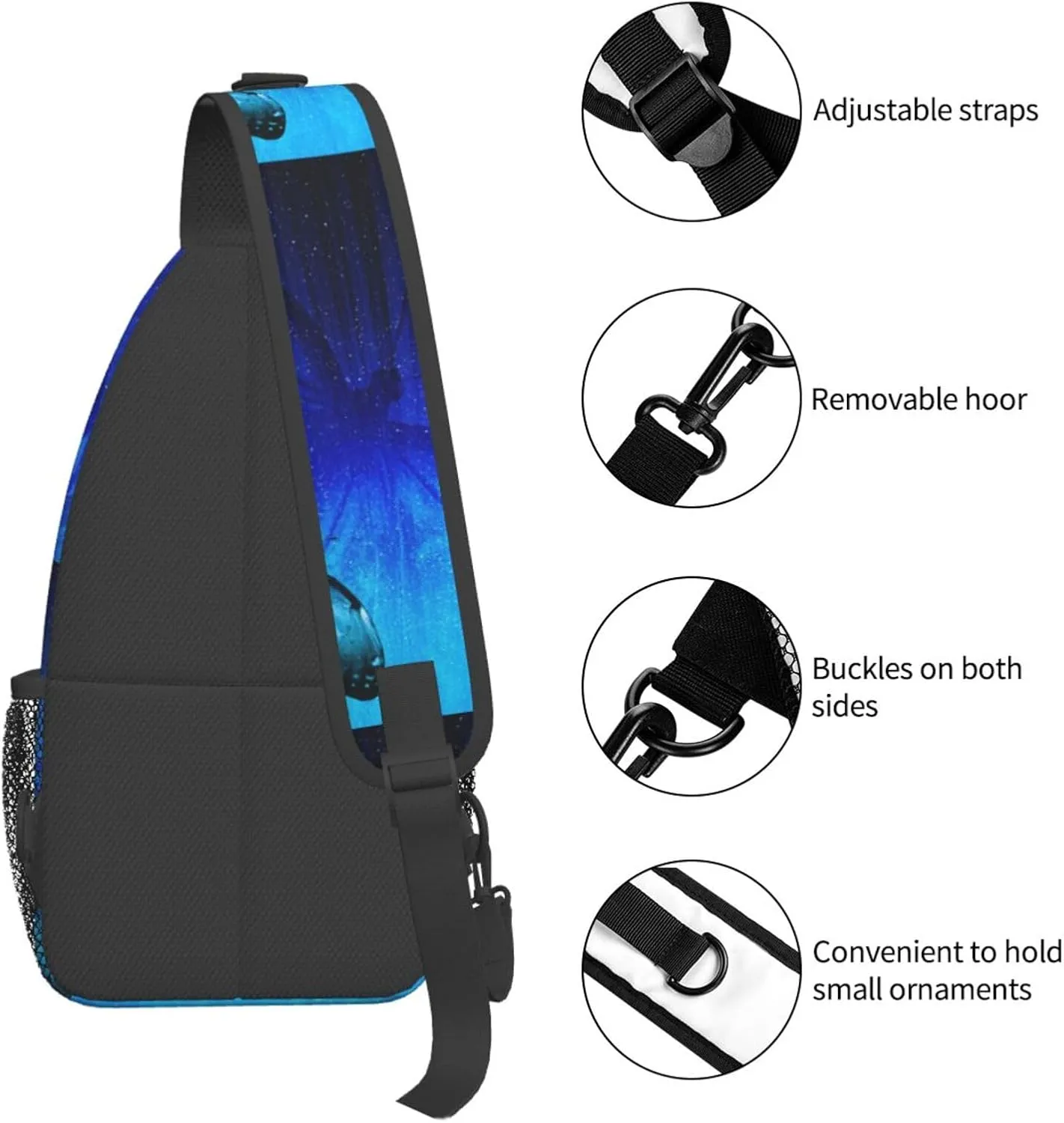 Blue Butterfly Chest Sling Bag Crossbody Shoulder Backpack Bag Gym Cycling Daypack Travel Hiking Cross Bag