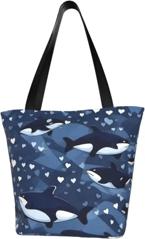 Blue Killer Whale Cross-body Shoulder Bag, Women's One-shoulder Handbag, Weekend Travel Shopping and Playing Shoulder Bag