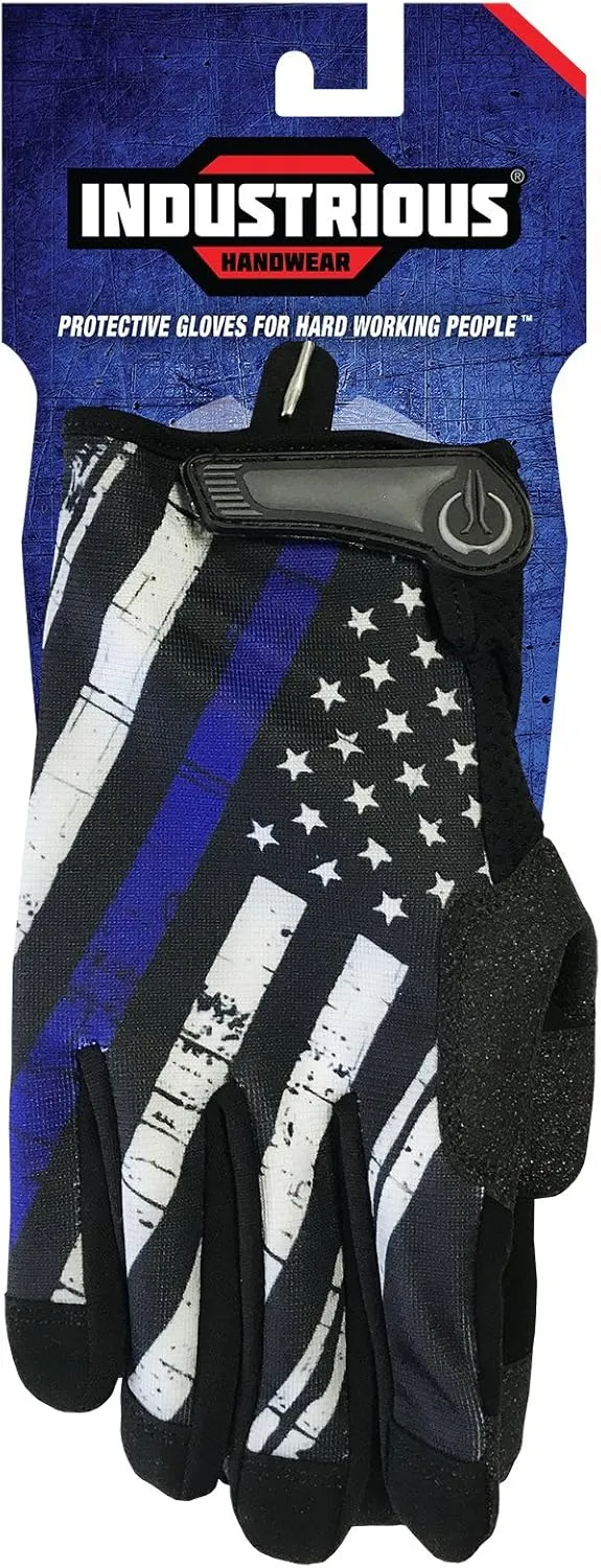 Blue Line USA Flag Gloves for Gym, Athletic, and Multi-Use - Support Police & Law Enforcement Officers