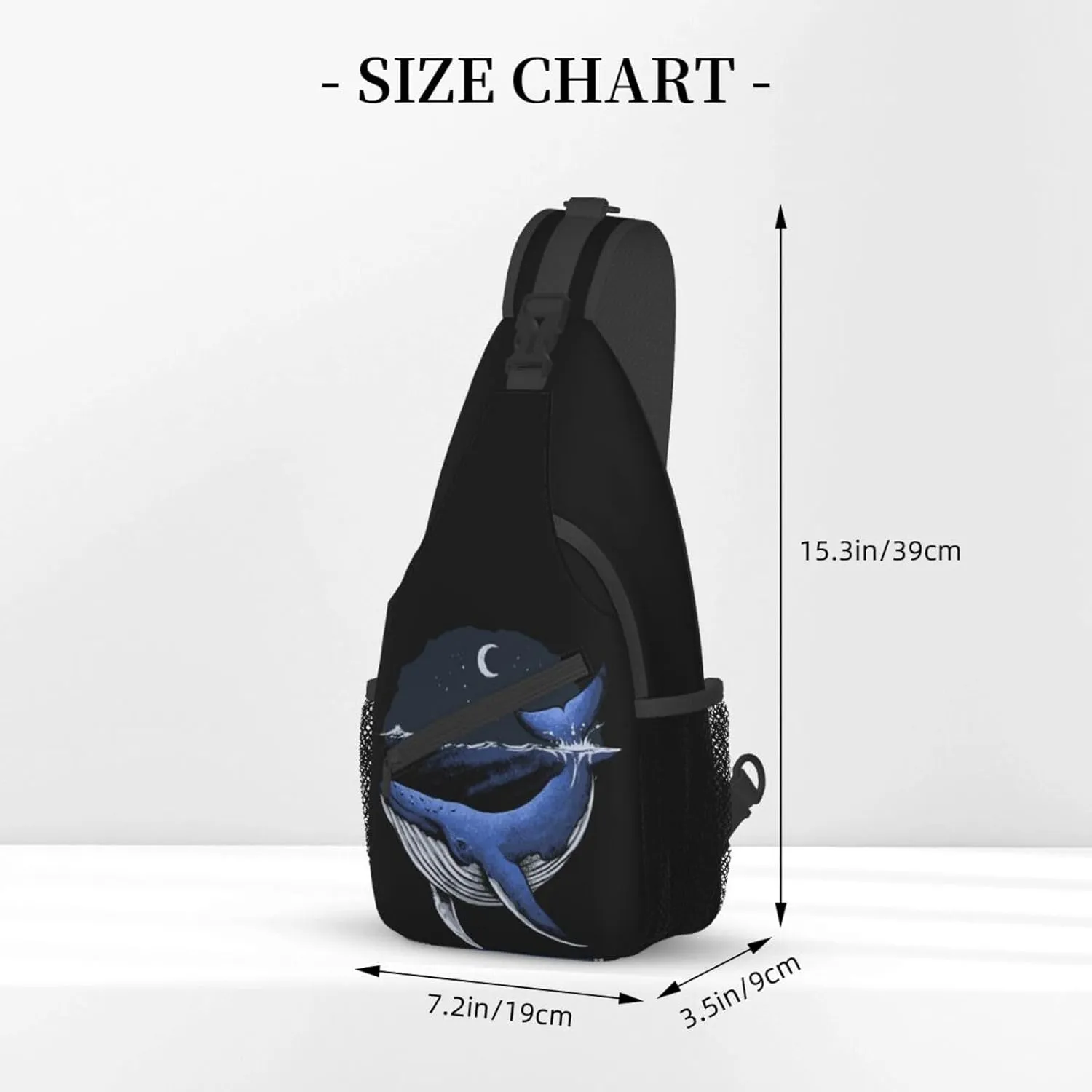 Blue Whale Ocean Small Sling Bag for Men Women Crossbody Sling Backpack Cycling Hiking Daypack Shoulder Chest Bag with Adjustable Strap