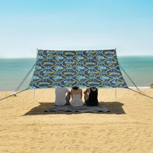 Blueberry Bow Beach Canopy Tent Anti-UV & Wind Resistant, Camping Sun Shelter Easy Setup Portable,Outdoor Shade Tents with Sandbags,Sand Shovels,Ground Pegs & Stability Poles