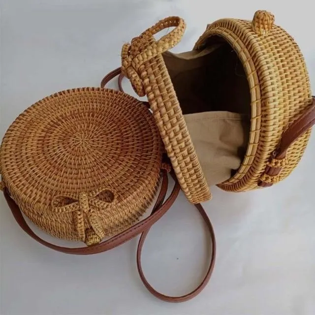 Bohemian Woven Data-driven Beach Crossbody Circular Special promotions Handmade Bags Rattan Bags
