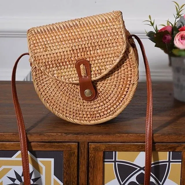 Bohemian Woven Data-driven Beach Crossbody Circular Special promotions Handmade Bags Rattan Bags