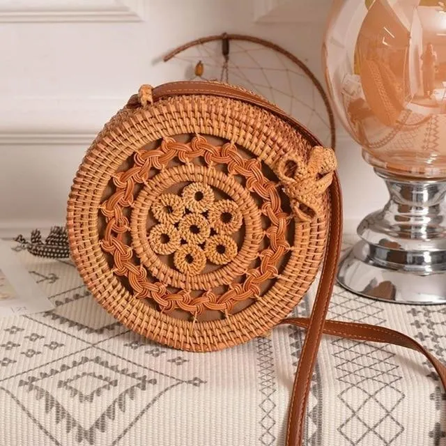 Bohemian Woven Data-driven Beach Crossbody Circular Special promotions Handmade Bags Rattan Bags