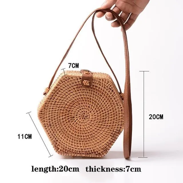 Bohemian Woven Data-driven Beach Crossbody Circular Special promotions Handmade Bags Rattan Bags