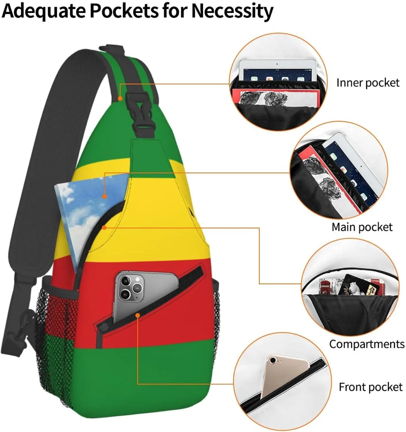 Boho Mandala Abstract Flower Sling Bag Adjustable Crossbody Bag Casual Chest Bags Travel Shoulder Backpack
