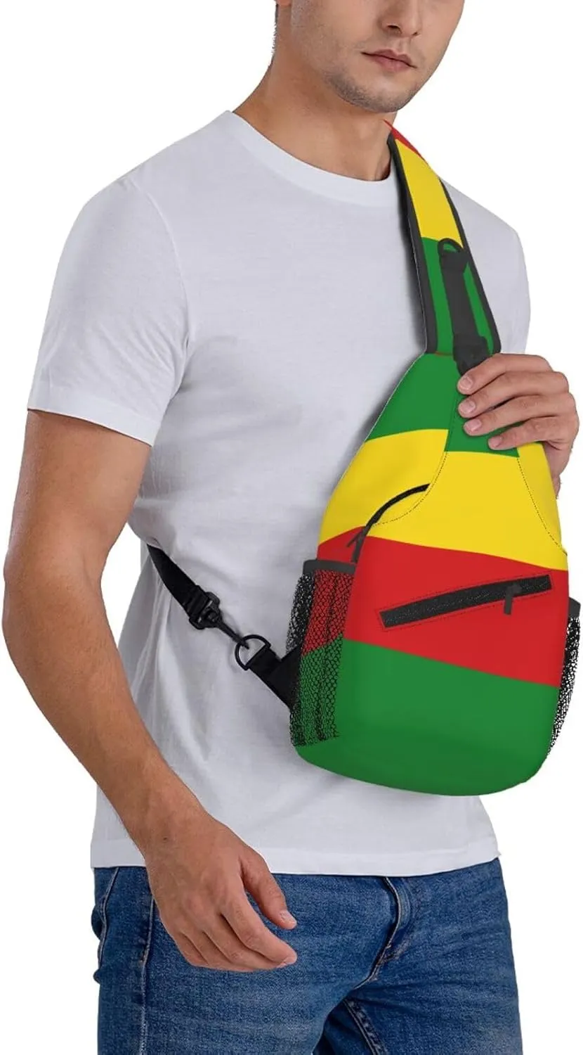 Boho Mandala Abstract Flower Sling Bag Adjustable Crossbody Bag Casual Chest Bags Travel Shoulder Backpack