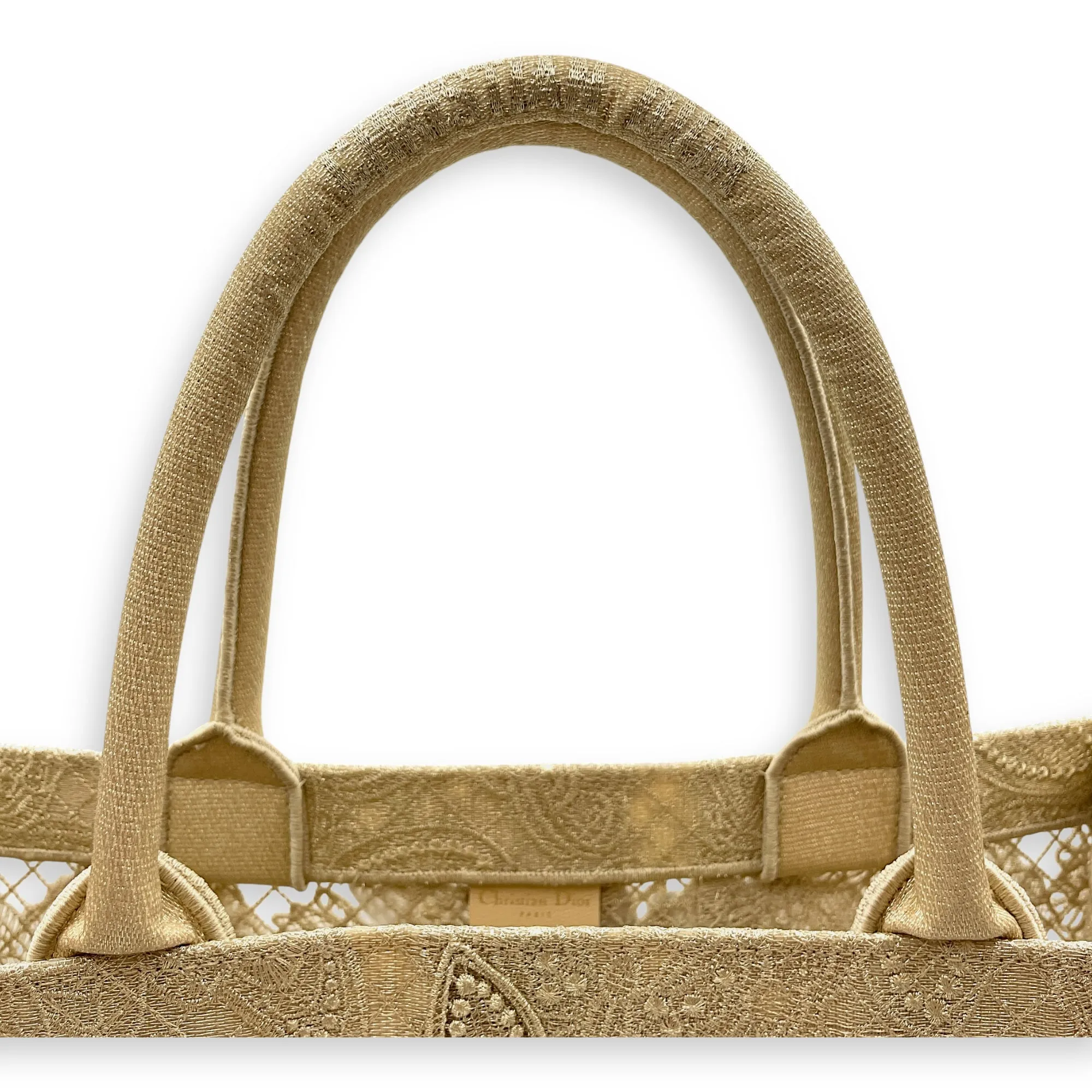 Book Tote - Butterfly Embroidery Medium Gold Top Handle Bag in Lace, Embroidered Mesh