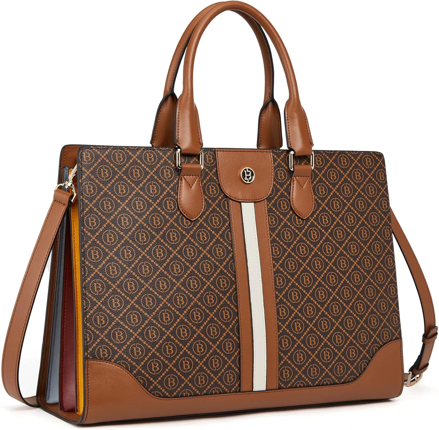BOSTANTEN Leather Laptop Briefcase for Women Shoulder Bag 15.6 Inch Business Computer Work Tote