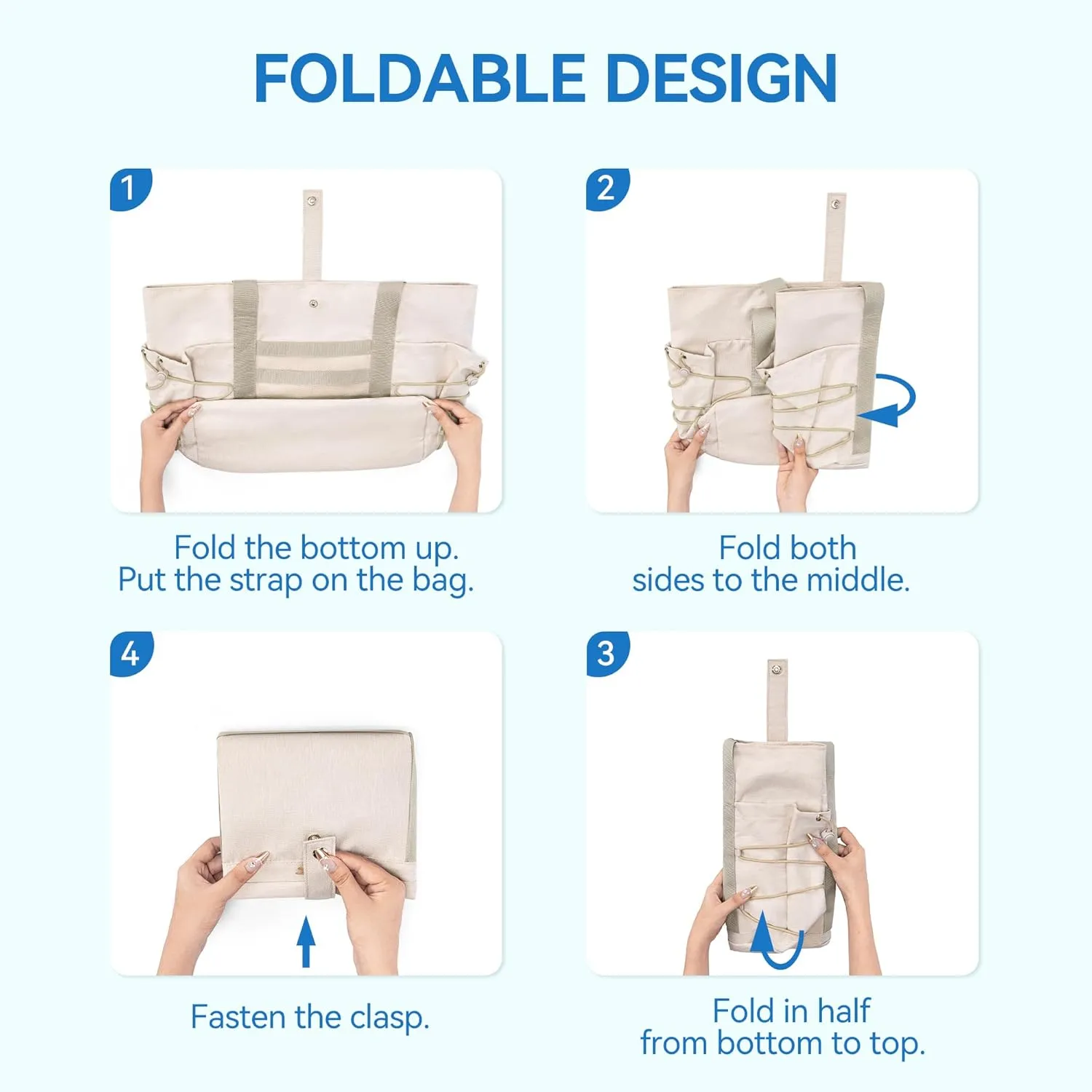 BOSTANTEN Travel Tote Bags for Women Foldable Beach Bag Waterproof Zipper Gym Sports Shopping Bag Trolley Sleeve