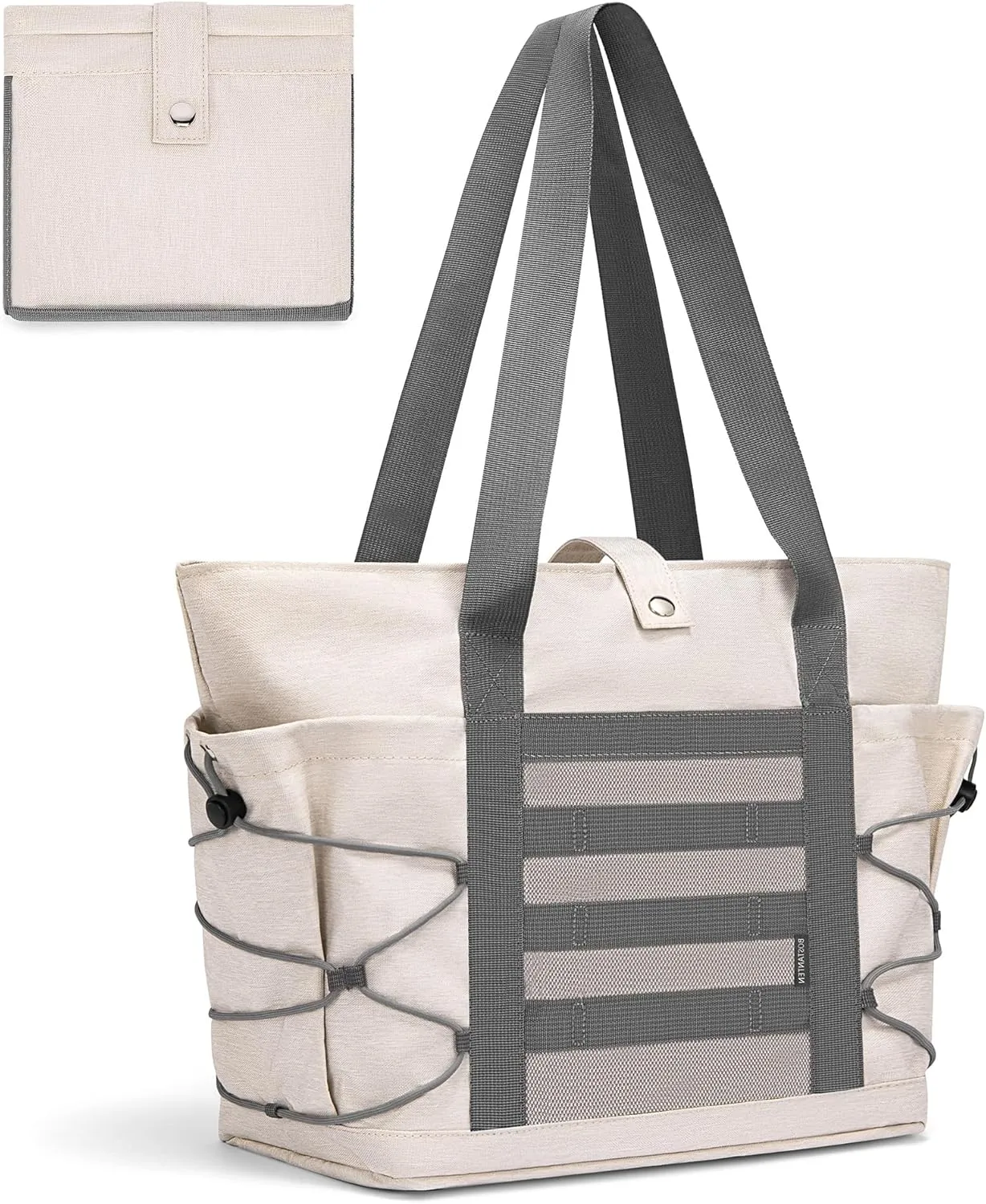 BOSTANTEN Travel Tote Bags for Women Foldable Beach Bag Waterproof Zipper Gym Sports Shopping Bag Trolley Sleeve