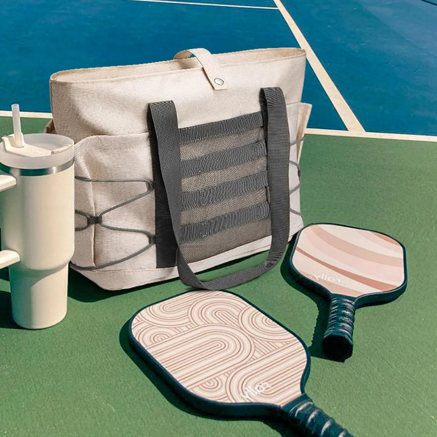 BOSTANTEN Travel Tote Bags for Women Foldable Beach Bag Waterproof Zipper Gym Sports Shopping Bag Trolley Sleeve