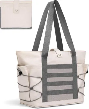 BOSTANTEN Travel Tote Bags for Women Foldable Beach Bag Waterproof Zipper Gym Sports Shopping Bag Trolley Sleeve