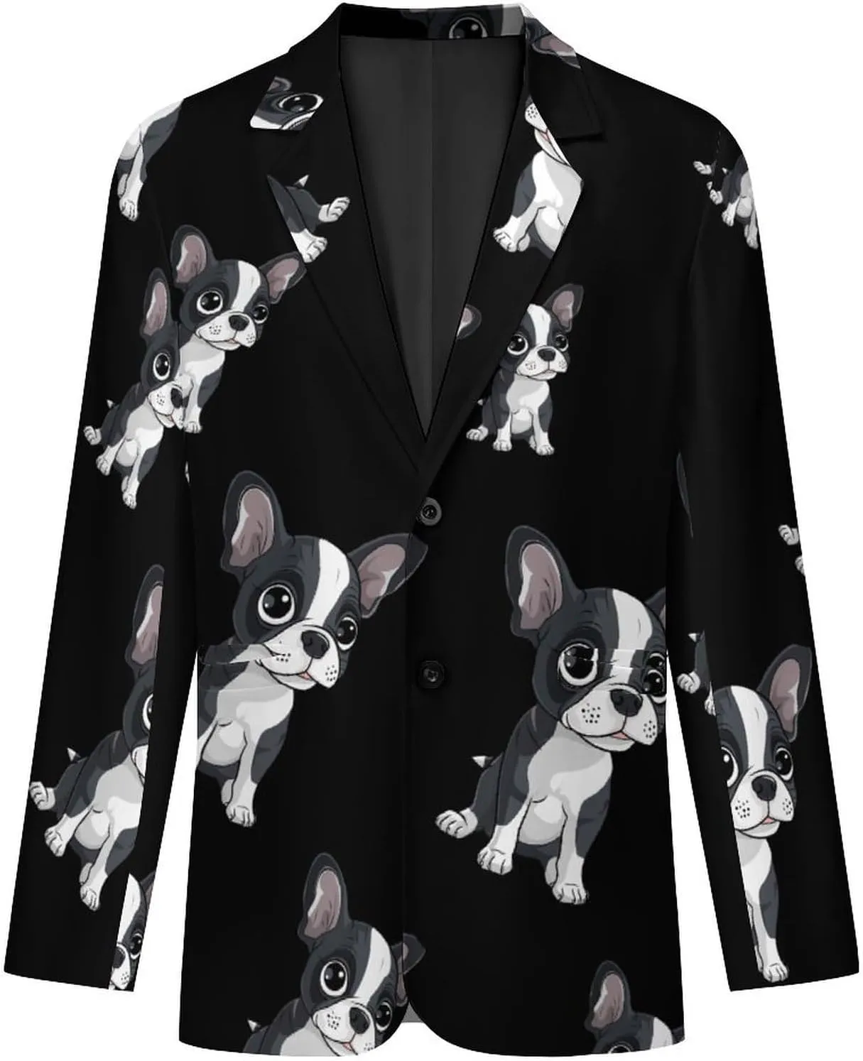 Boston Terrier Mens Blazer Two Button Sport Coat Lightweight Suit Jacket for Travel Business Wedding