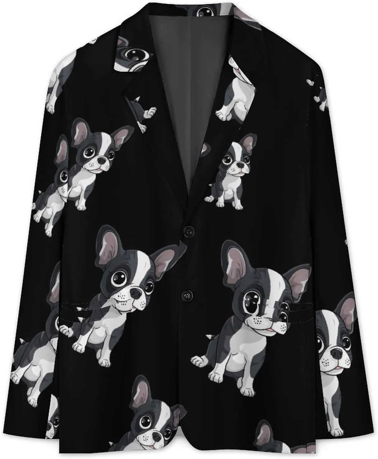 Boston Terrier Mens Blazer Two Button Sport Coat Lightweight Suit Jacket for Travel Business Wedding