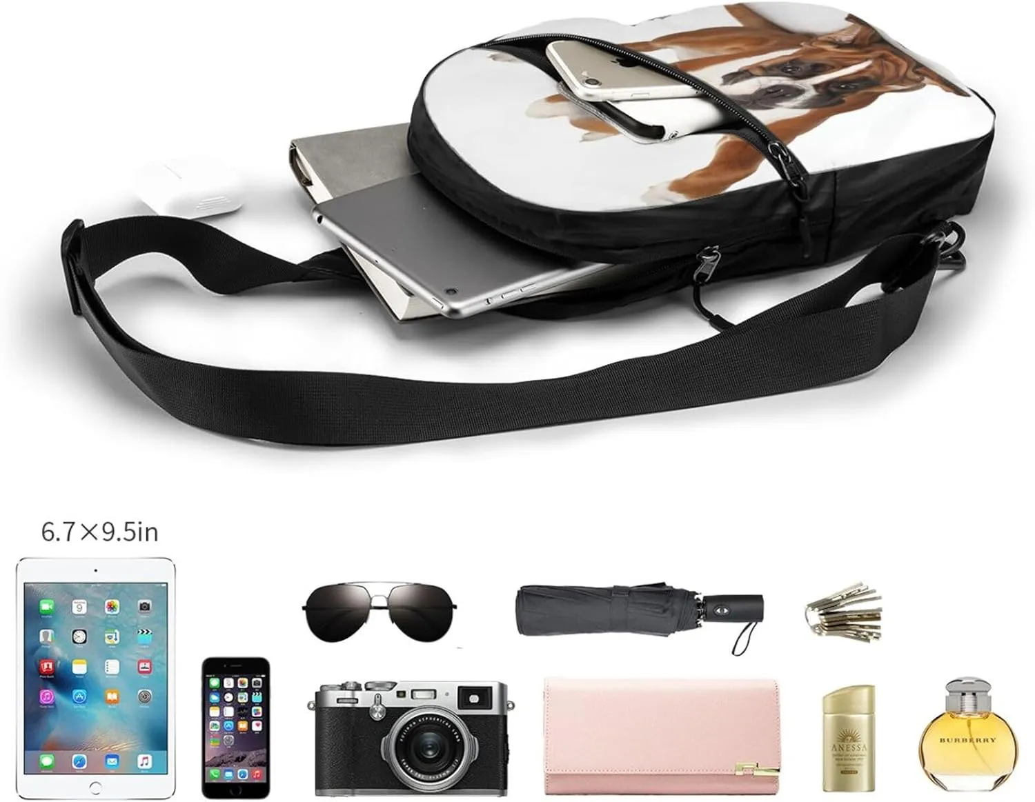 Boxer Dog Sling Bag for Men Women, Small Crossbody Sling Backpack Shoulder Chest Bag, Anti Theft Travel Hiking Sports