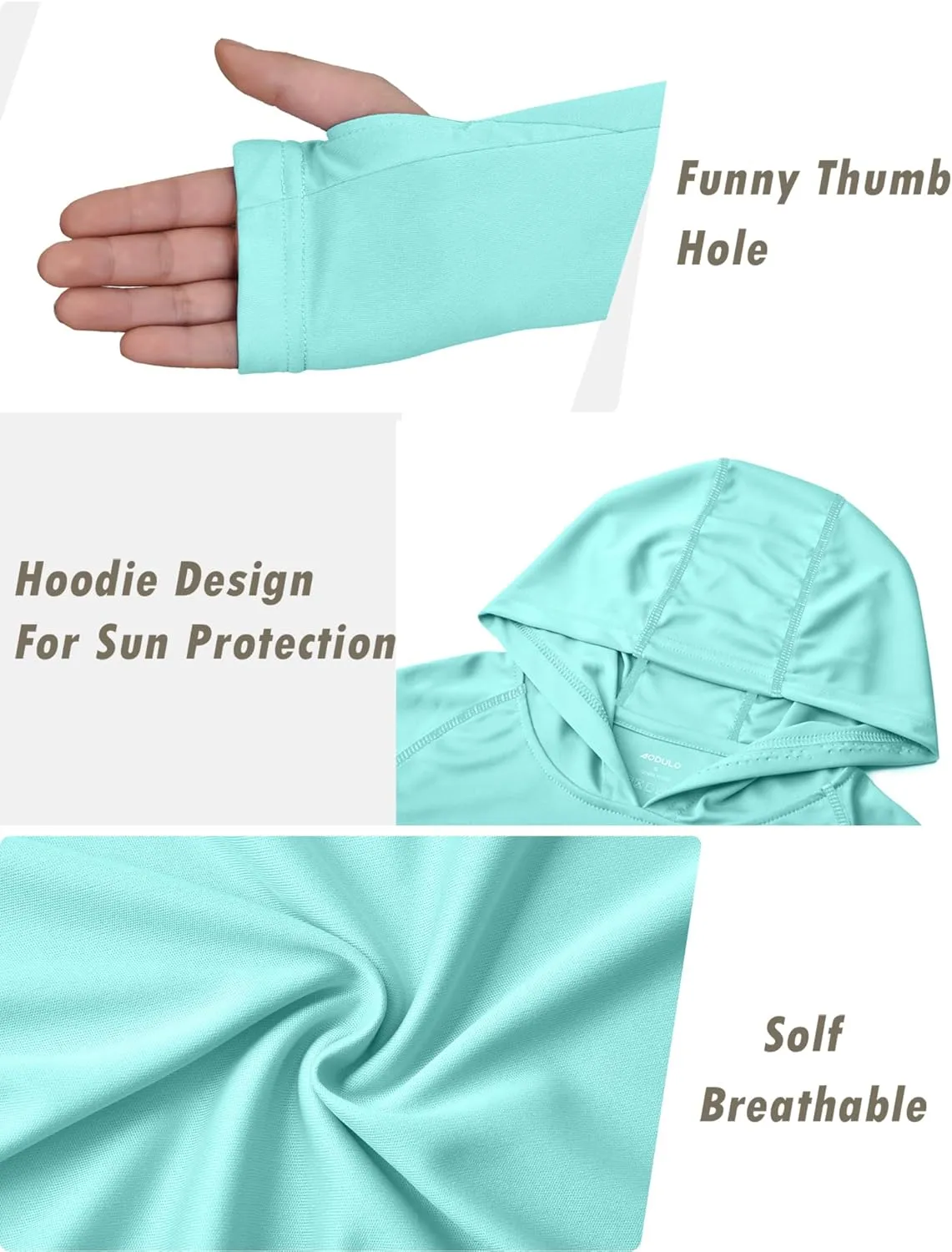 Boys Grils Long Sleeve Sun Shirts UPF50  Hoodie Thumbhole Rash Guard Quick Dry Atheltic Hiking Workout Water Playing