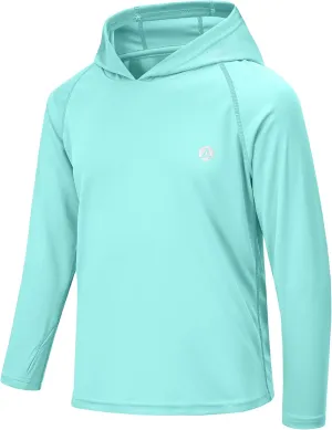 Boys Grils Long Sleeve Sun Shirts UPF50  Hoodie Thumbhole Rash Guard Quick Dry Atheltic Hiking Workout Water Playing