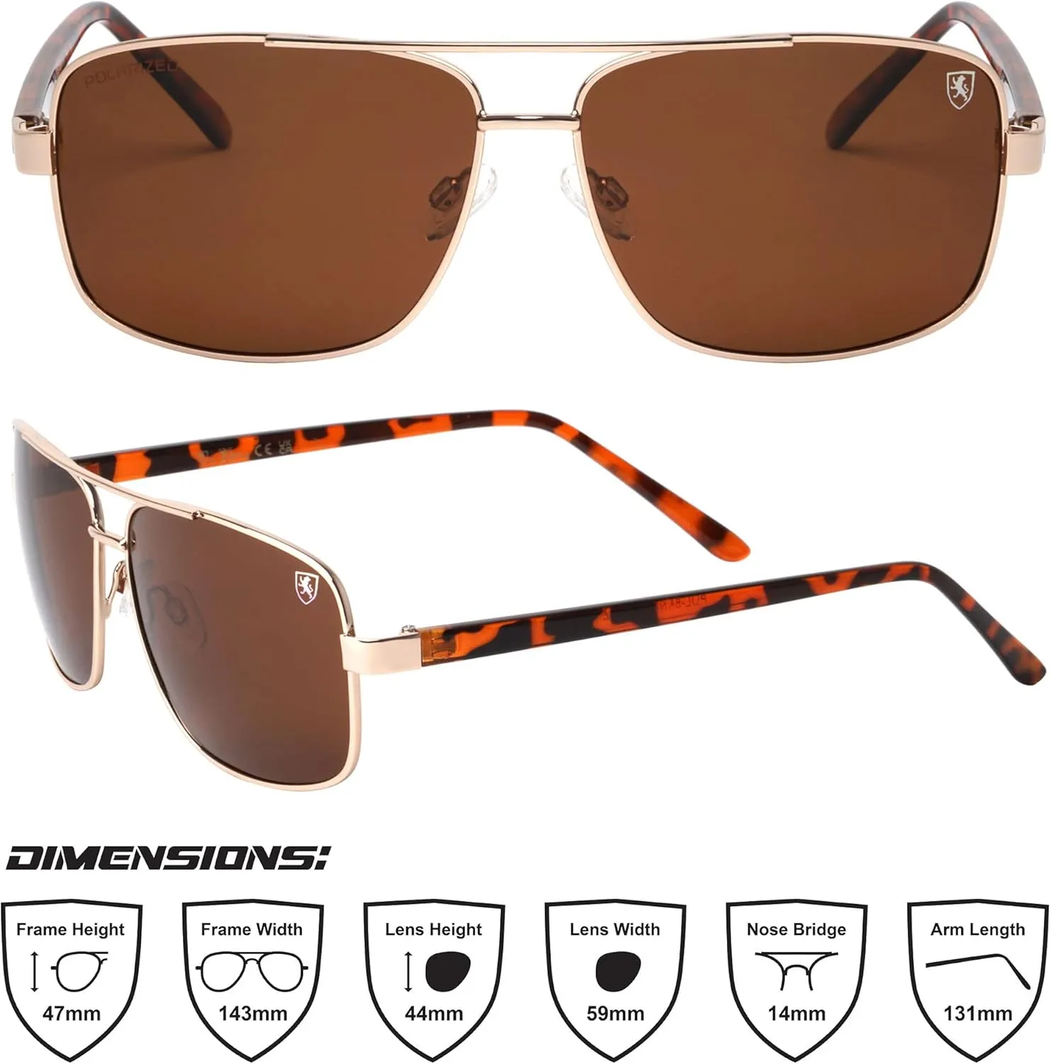 Breakout - Polarized Lightweight Rectangular Aviators Sunglasses