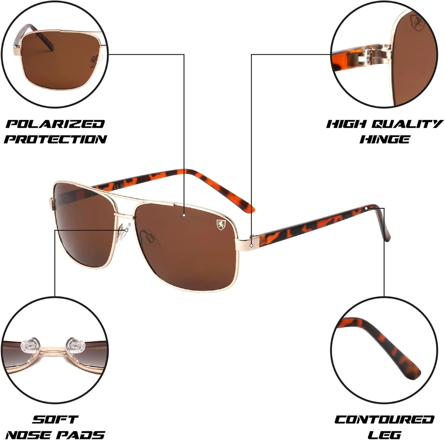 Breakout - Polarized Lightweight Rectangular Aviators Sunglasses