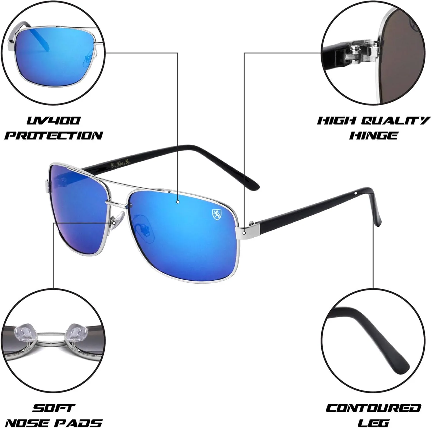 Breakout - Polarized Lightweight Rectangular Aviators Sunglasses