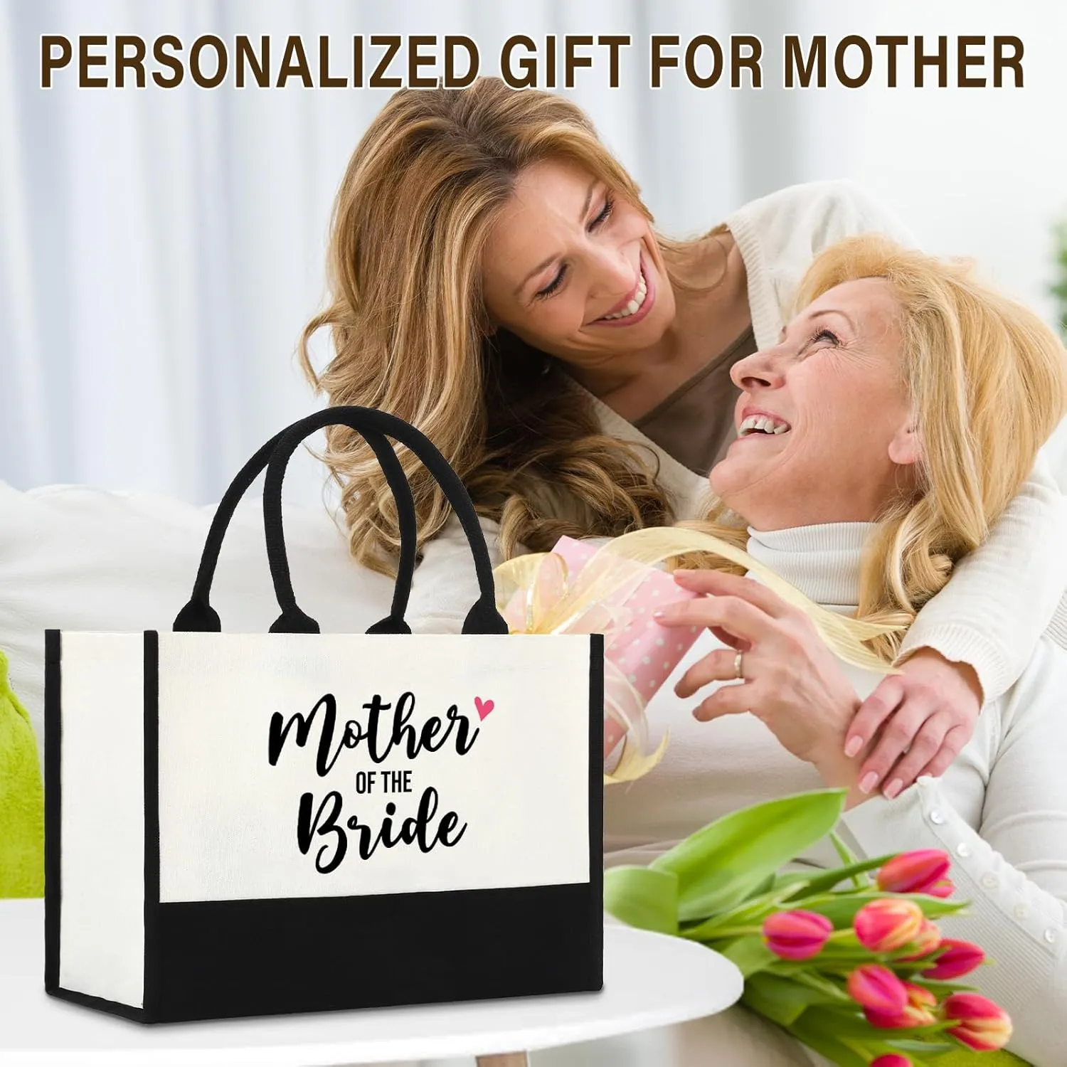 Bride Mother Gift Tote Bag Mother of The Bride Beach Bag,Wedding Engagement Gift Tote Bag for Bride of Mother