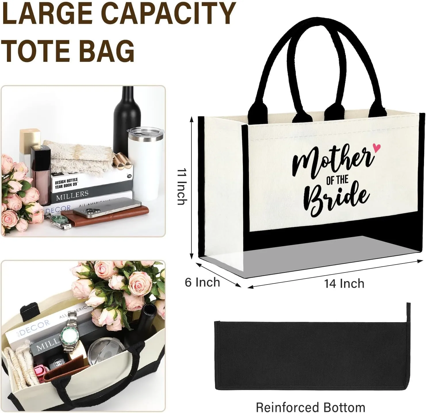 Bride Mother Gift Tote Bag Mother of The Bride Beach Bag,Wedding Engagement Gift Tote Bag for Bride of Mother