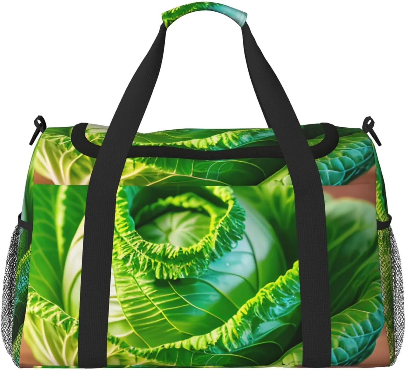 Bright Cabbage Print Travel Hand Travel Bag Weekender Overnight Carry On Tote Foldable Crossbody Bag
