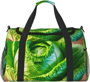 Bright Cabbage Print Travel Hand Travel Bag Weekender Overnight Carry On Tote Foldable Crossbody Bag
