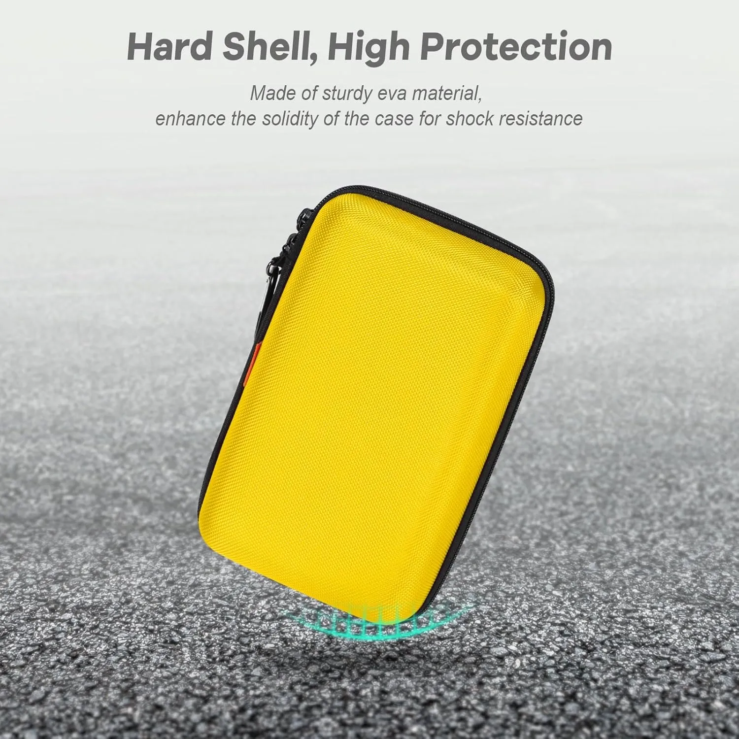 Bright Yellow Hard Shell Electronic Organizer Carrying Case - Shockproof Large Storage Case for Hard Drive, Phone, Power Bank, Charger, Earbuds - Zipper Pouch Gadget Bag for Business, School, Travel