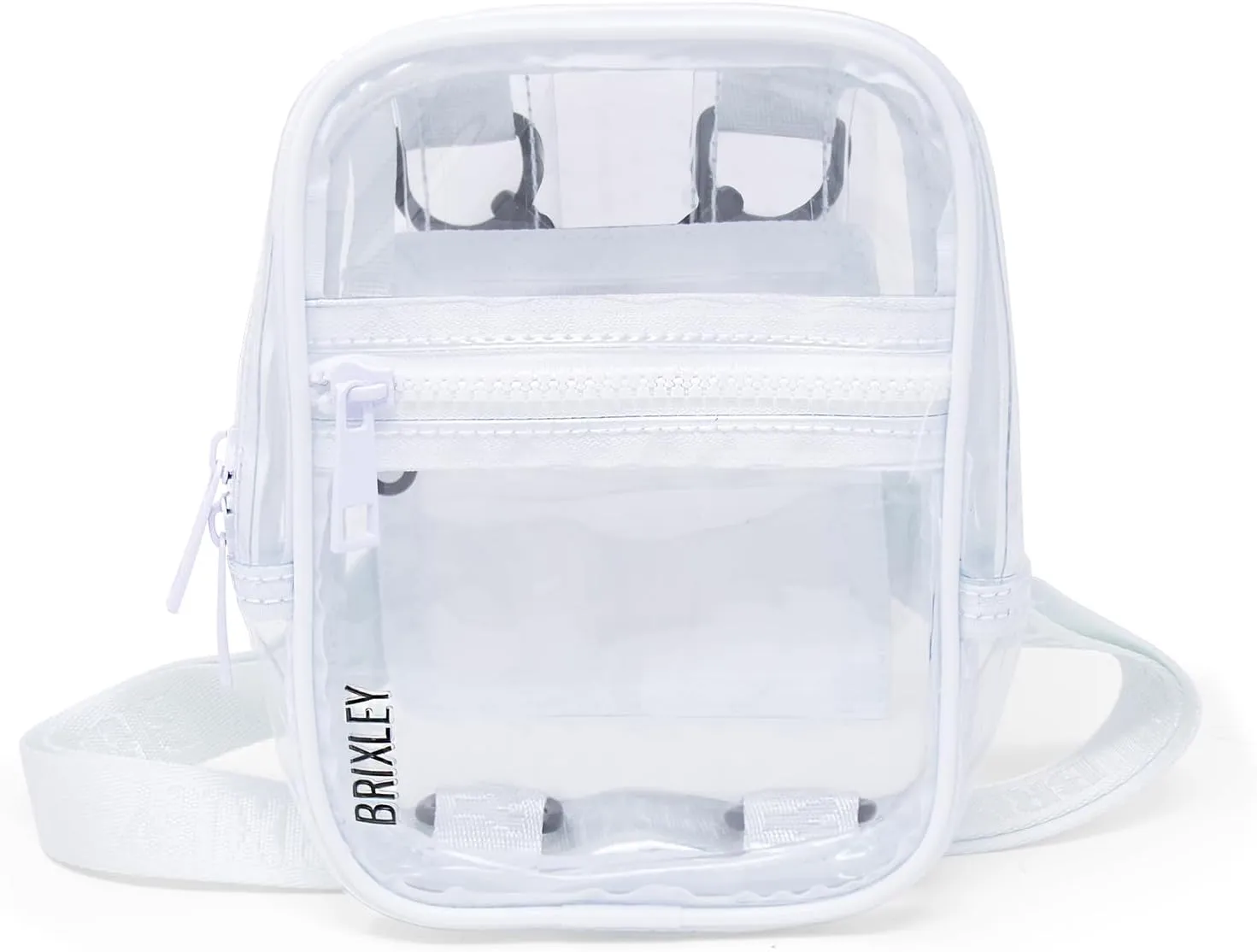 Brixley Crossbody Bag Sling Purse for Women Men Girls Travel, Multi Position Fanny Back Pack (Clear)