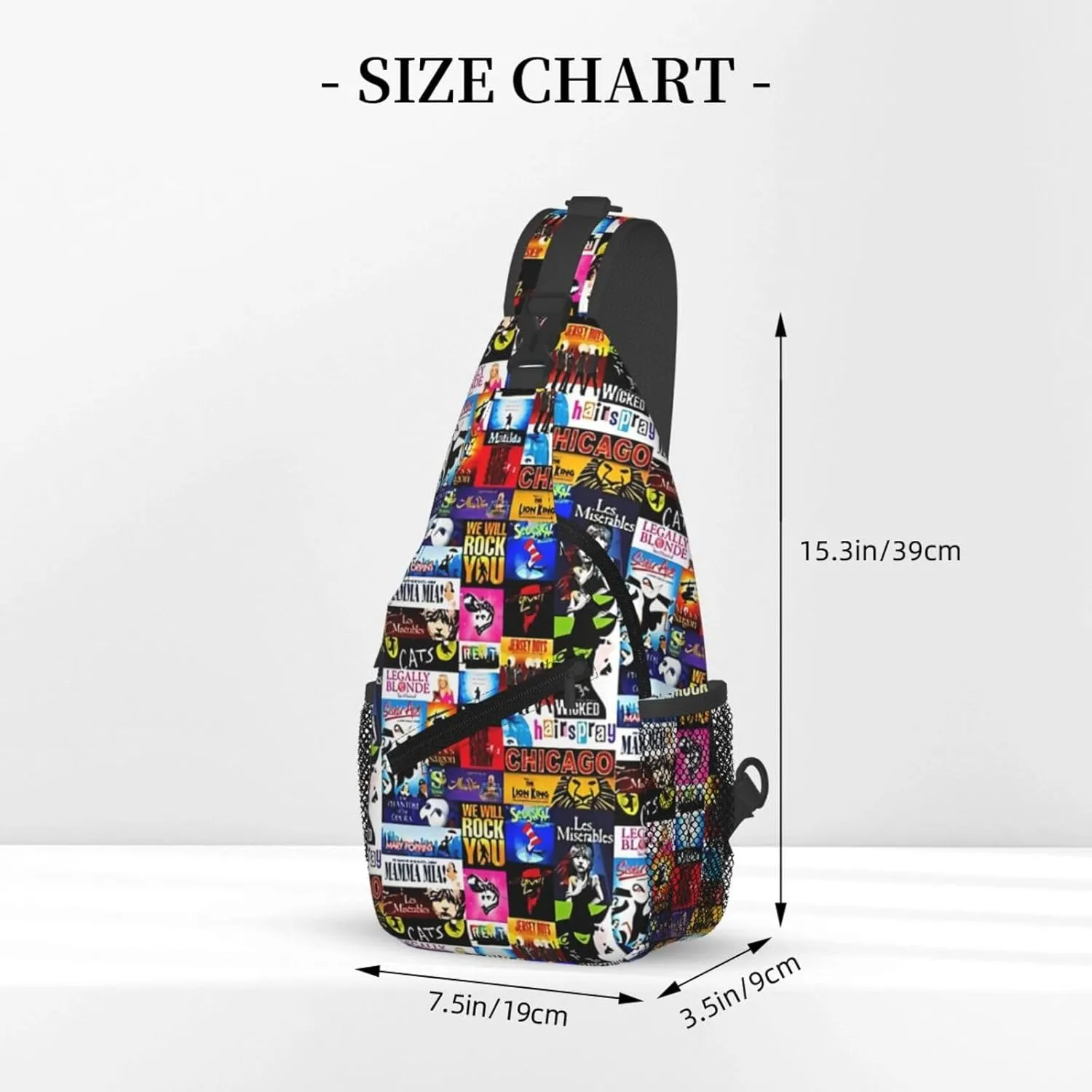 Broadway Musical Sling Backpack Crossbody Sling Bag, Shoulder Bags Chest Bag Daypack Fanny Pack Cross Body Bag For Women Men