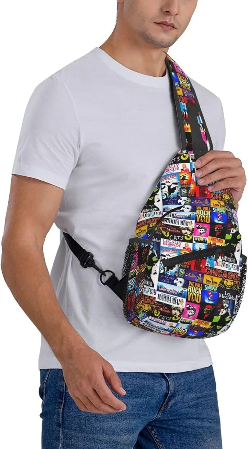 Broadway Musical Sling Backpack Crossbody Sling Bag, Shoulder Bags Chest Bag Daypack Fanny Pack Cross Body Bag For Women Men