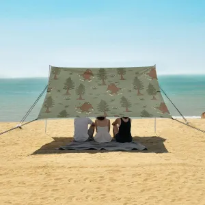 Brown Bigfoot in Forest Beach Canopy Tent Anti-UV & Wind Resistant, Camping Sun Shelter Easy Setup Portable,Outdoor Shade Tents with Sandbags,Sand Shovels,Ground Pegs & Stability Poles