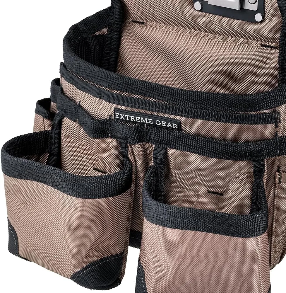 Bucket Boss 3 Bag Tool Bag Set with Suspenders in Tan, 55185-TN, Tan & Black