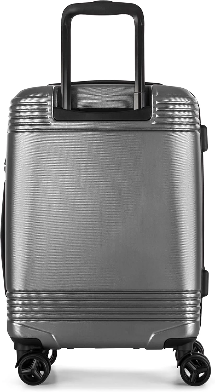 Bugatti Nashville Collection 20 Inch Hard Shell Spinner Carry On Bag for Airplanes, Hardside Expandable Suitcase with 360-Degree Spinner Wheels, Retractable Handle, Airline Approved, Charcoal
