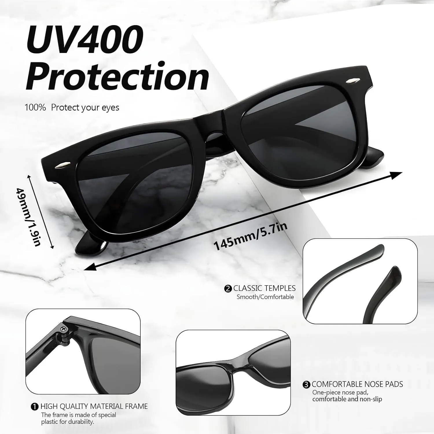 Bulk Retro 80s Square Sunglasses, UV400 Protection, 20/50 Pack for Party Favors, Beach, Wedding, Pool, Birthday
