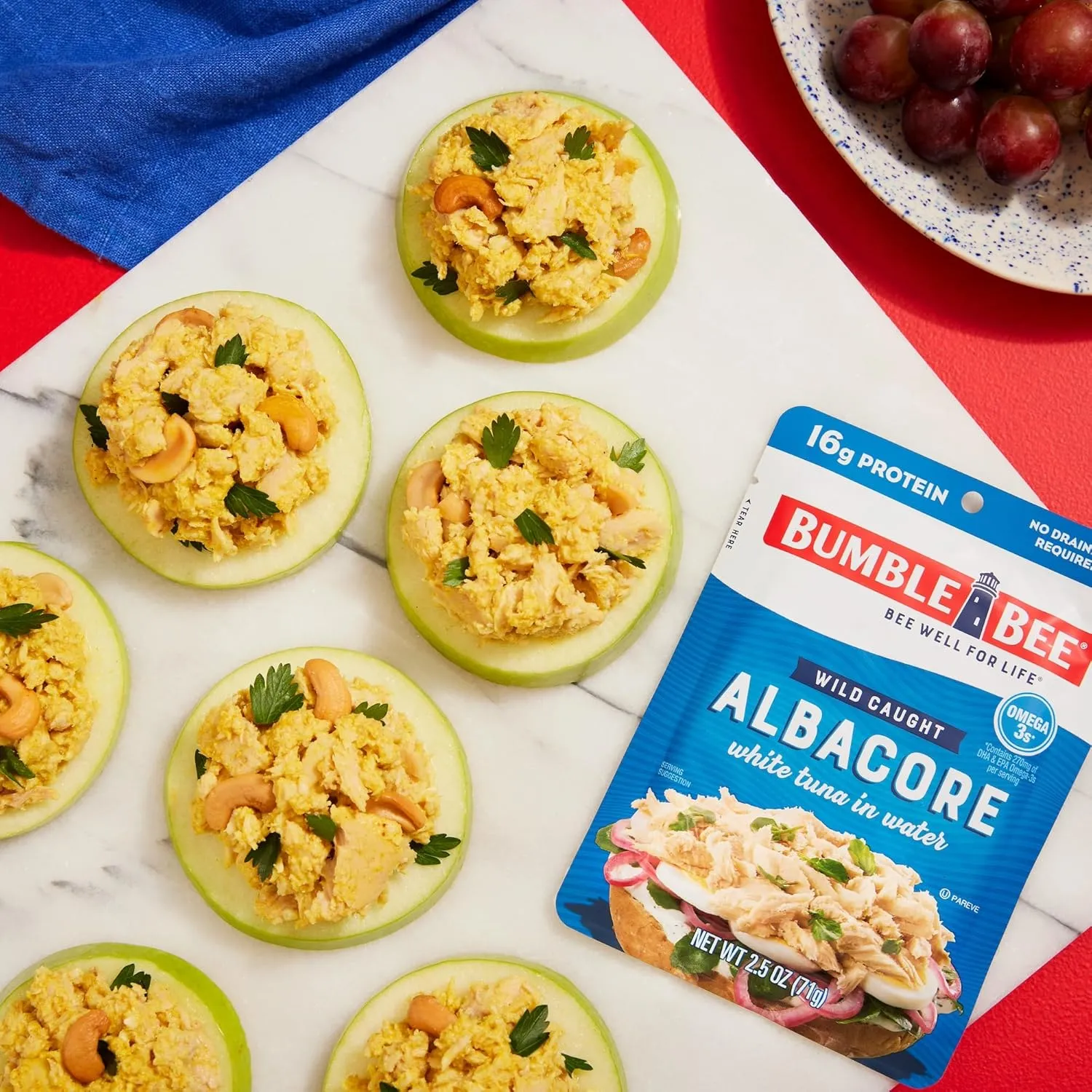 Bumble Bee Chunk White Albacore Tuna in Water, 2.5 oz Pouches (Pack of 12) - Ready to Eat Wild Caught Tuna Packet - 16g Protein per Serving, High in Omega-3s - Non-GMO, Gluten Free, Kosher