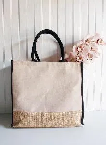 Burlap Juco Tote Bag with Accents