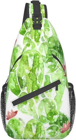 Cactus Plants Crossbody Bag Plants Shoulder Bag Backpack Cute Sling Bag Chest Casual Daypack for Outdoor