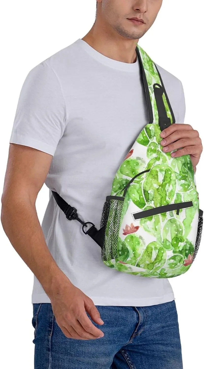 Cactus Plants Crossbody Bag Plants Shoulder Bag Backpack Cute Sling Bag Chest Casual Daypack for Outdoor