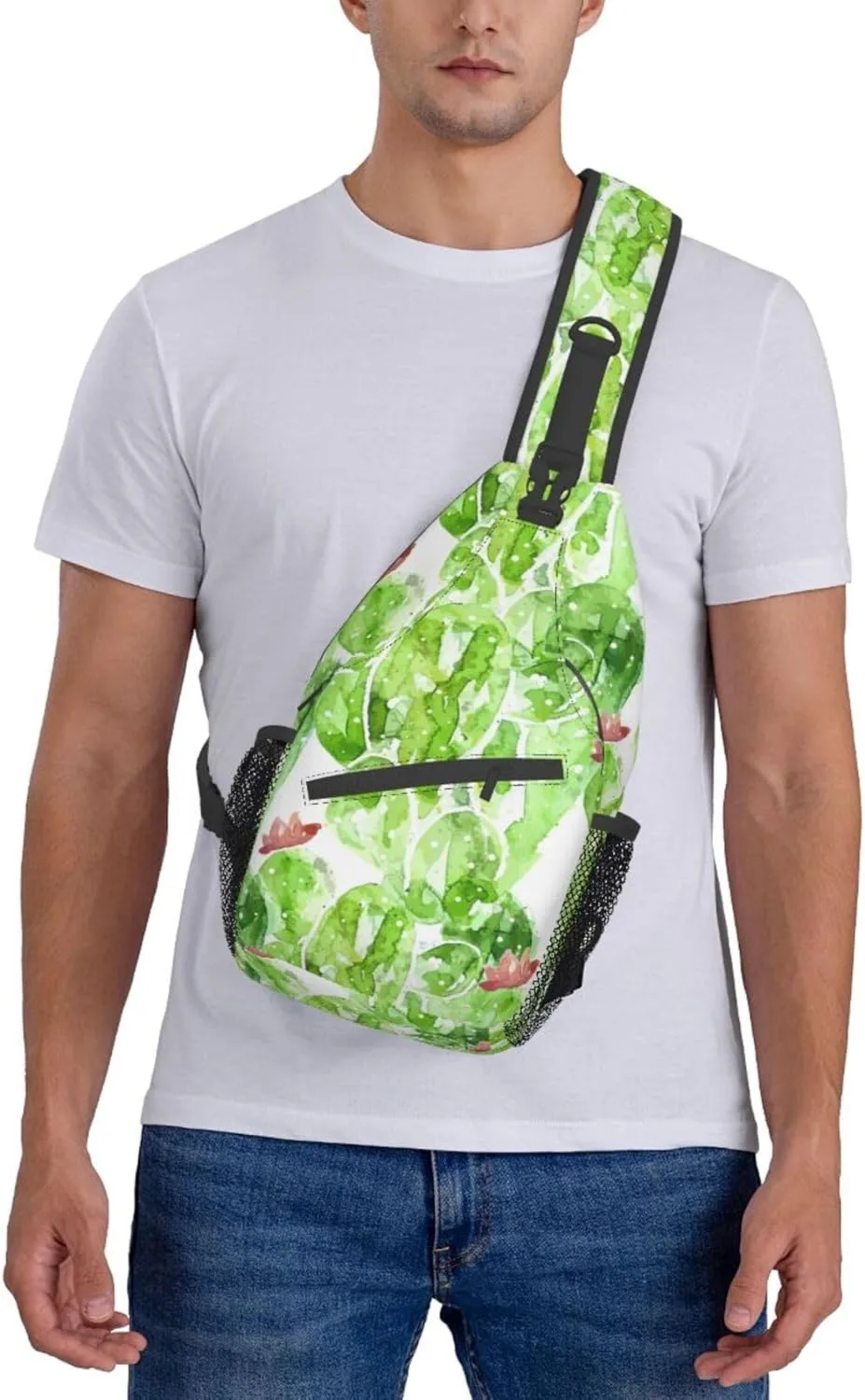 Cactus Plants Crossbody Bag Plants Shoulder Bag Backpack Cute Sling Bag Chest Casual Daypack for Outdoor
